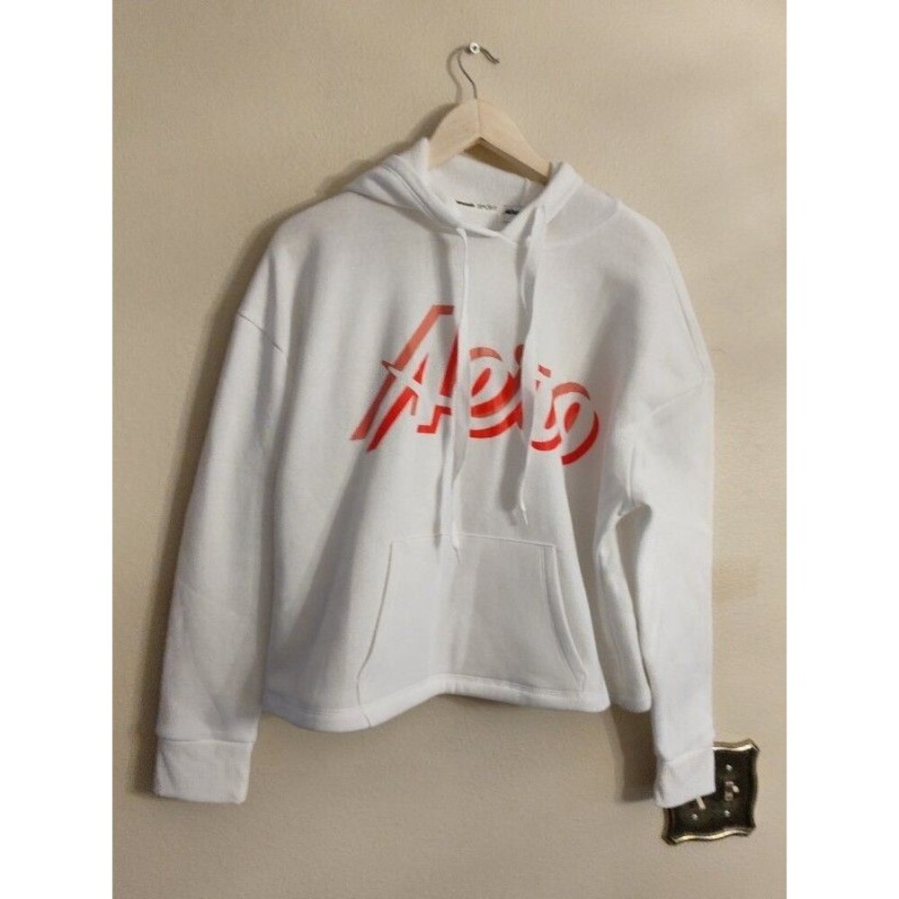 Womens Aeropostale White Fleece Pull Over Cropped Hoodie Sweatshirt Sz 1X